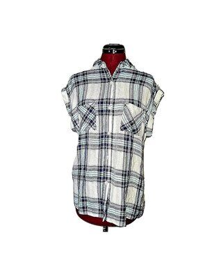 RAILS Plaid Shirt S Small Multicolor Short Sleeve Button Front Pocket Blouse L